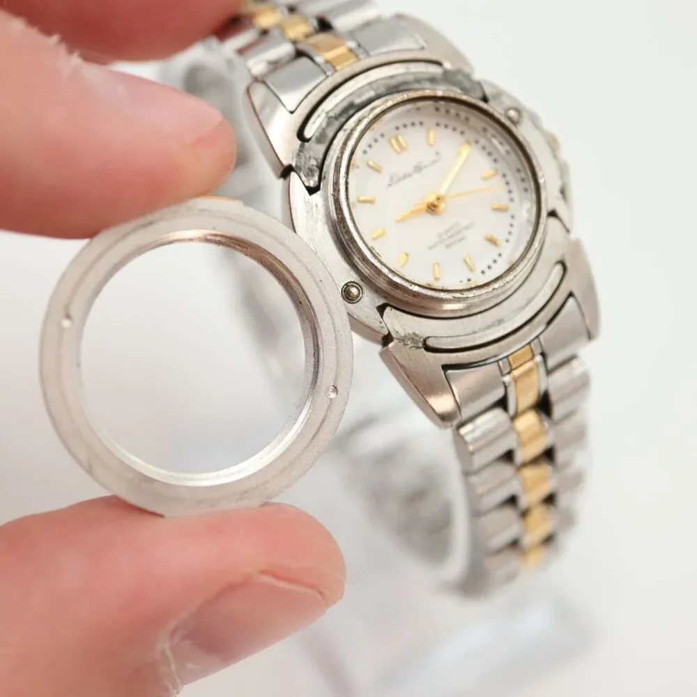Eddie Bauer Diver Watch Women 25mm Two Tone Steel Bracelet with New Battery